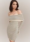 OFF-SHOULDER STRIPED DRESS