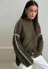 KNITTED PULLOVER WITH STITCHING ACCENT