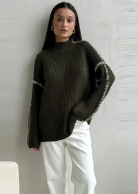 KNITTED PULLOVER WITH STITCHING ACCENT