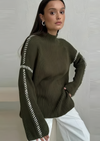 KNITTED PULLOVER WITH STITCHING ACCENT