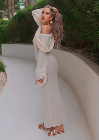 SHEER OFF-SHOULDER MAXI DRESS