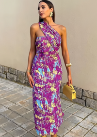 ASYMMETRIC PRINT DRESS