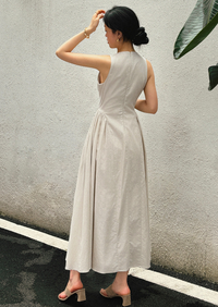 LINEN BLEND MIDI DRESS